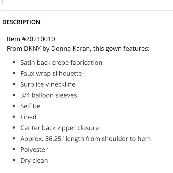 DNKY by Donna Karan 3/4 balloon sleeve v neck faux wrap gown - Picture 6 of 11